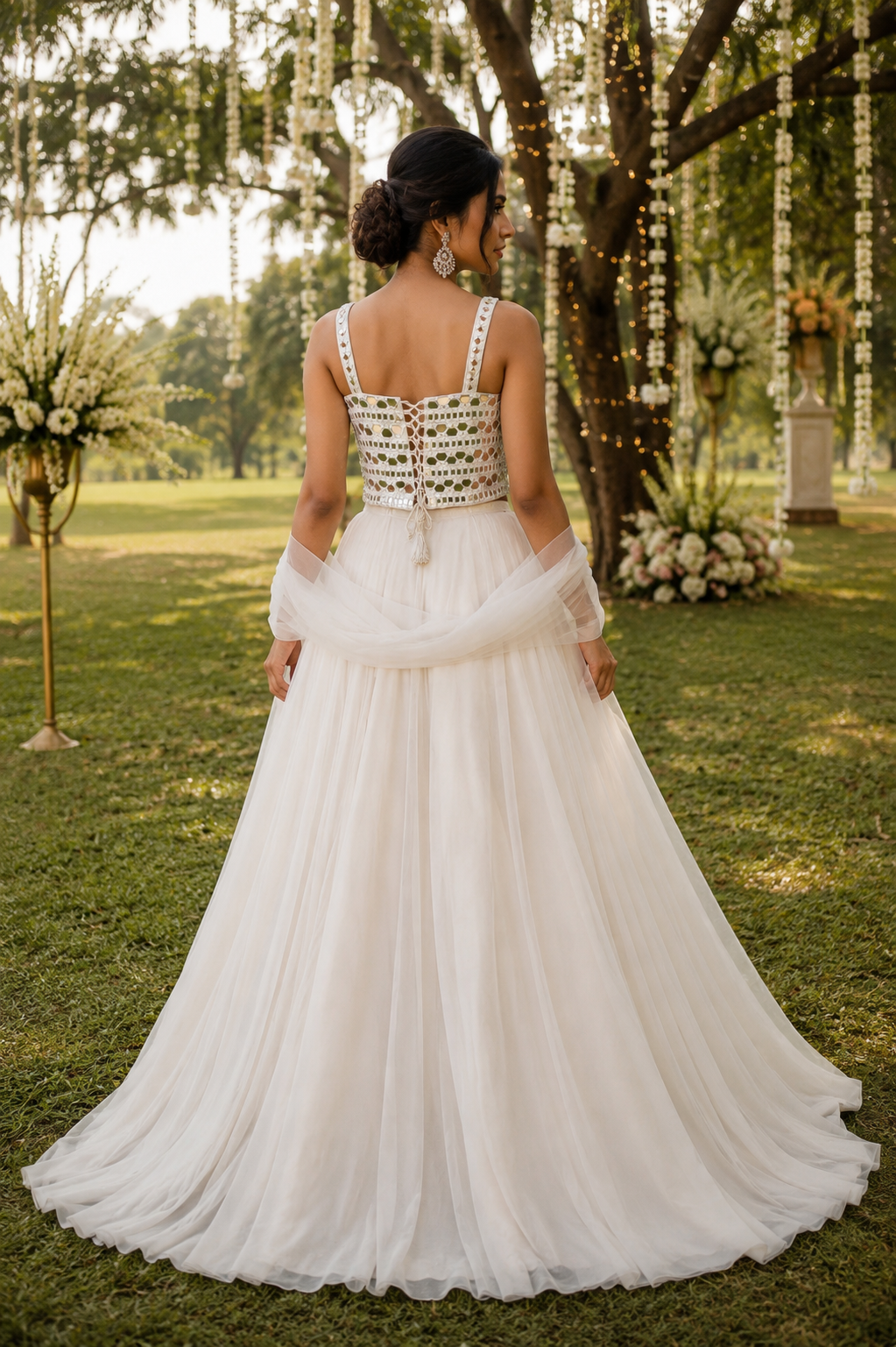 Ivory Mirror work lehenga