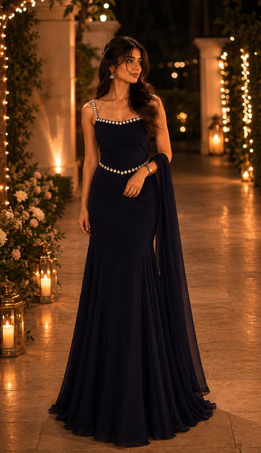 Navy Blue Lehenga Set