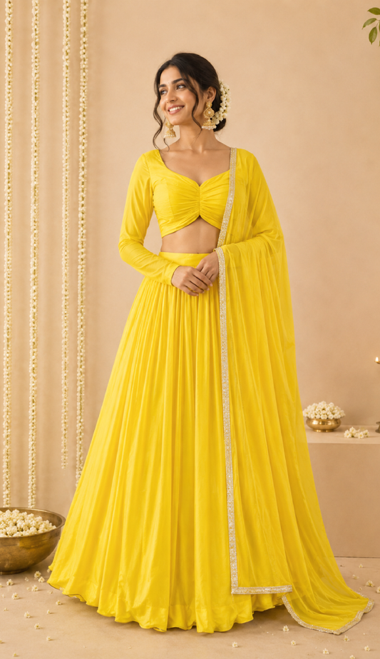 yellow lehenga set